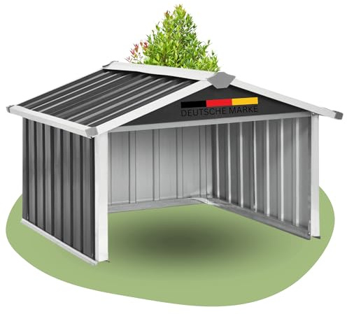 DELUKE® Mähroboter Garage aus Metall - 92x97x63cm | Dach Carport Überdachung für Rasenmäher Rasenroboter Garten Mährobotergarage Regenschutz für Rasenmäher, Anthrazit