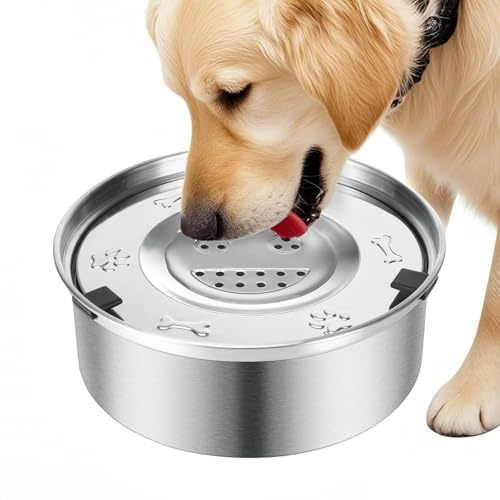 Luziyun Ciotola Acqua Cane Antigoccia in Acciaio Inox–Grande Capacità per Cani Adulti e Cuccioli Ciotola Galleggiante Anti-Fuoriuscita,Antiscivolo&Bere Lentamente Facile da Pulire