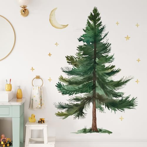 Runtoo Wandaufkleber mit Kiefernbaum-Motiv, zum Abziehen und Aufkleben, für Kinderzimmer, Schlafzimmer, Wohnzimmer, Wanddekoration