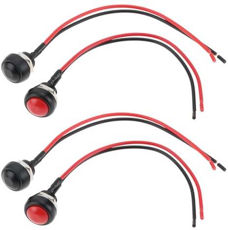 OTOTEC 4 Stücke 12mm 1/2 Montage Loch Mini Runde Wasserdicht Momentary Push Button Switch ON OFF PBS-33B 3A/125V AC 2 Pin