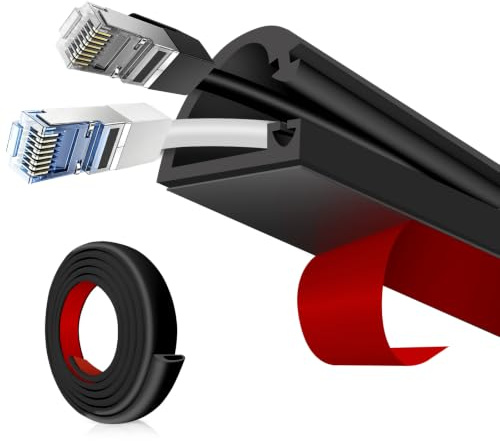 Kabelkanal Selbstklebend Flexibel Halbrund, Kabelabdeckung mit Klickverschluss für Kabel Verstecken und Kabelschutz, Kabelbrücke Kabelschacht Wand Boden für Haushalt Büro TV
