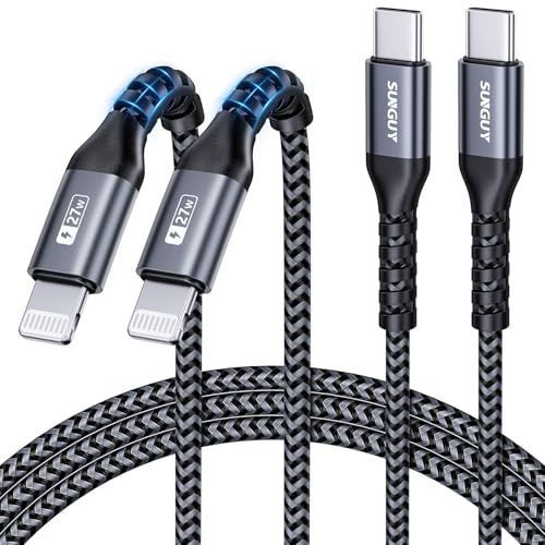 SUNGUY Cavo USB C Light-ning, [1,5M 2 pezzi] Certificato MFi Cavo di Ricarica USB C a Light-ning per iPhone Cavo di Ricarica Rapida per Caricatore iPhone 14/13/12/11 Pro Max Mini/X/XS/Tipo C