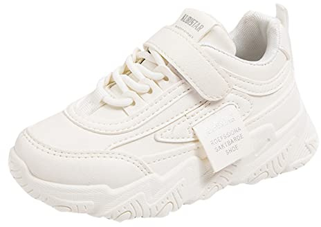 Zapatillas deportivas para niños, zapatillas de deporte ligeras, antideslizantes, para exteriores, transpirables, ligeras, para caminar, Blanco, 37 EU