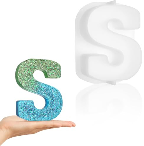 Luxeu Stampo in Silicone Lettere Grandi, 7 inch Stampi per Resina Epossidica Grande Alfabeto, Riutilizzabile e Lavabile, per Feste Decorazioni, Artigianato Fai Da Te, Fare Candele (S)