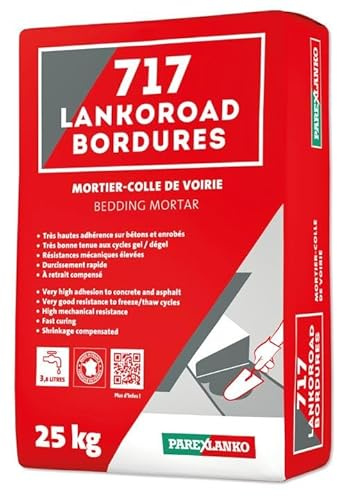 PAREXLANKO - Mortier-colle de voirie - 717 LANKOROAD BORDURES - Noir - 25kg | Retrait compensé - Pour bordures béton, mobilier urbain, îlots et enrobé - Durcissement rapide - Haute adhérence