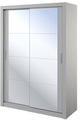 MINIO go for it - Armoire Deux Portes ERTA 18, Armoire à Portes coulissantes avec Miroir, 150 cm, Couleur : Gris Mat