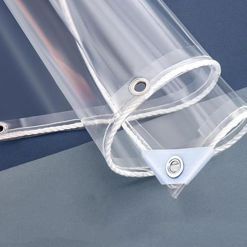 2.5x3m Lona Impermeable Transparente con Ojales 650g/m² Lona Exterior Resistente a los Rayos UV y desgarro Lonas de PVC Resistente a Las heladas para Terrazas Plantas Invernadero Jardines