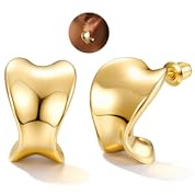 LOLIAS Boucles d'Oreilles Femme Or Grosse Hypoallergéniques Boucle d'Oreille Femme Acier Inoxydable Creoles Plaquées Doré Boucles d'Oreilles Pendantes Fantaisie Chunky Earrings for Women Bijoux