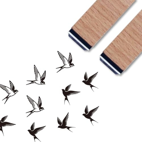 ANATTASOUL 2 Stück Schwalben Holzstempel für DIY-Kreationen | 1.5×1.5×6cm Stempelset Personalisiert Stempel für Grußkarten, Geschenkanhänger, Scrapbooking und Bastelprojekte