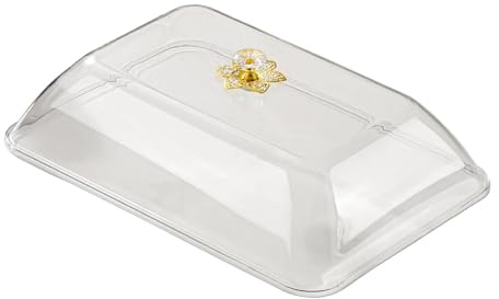 Jiuvaso Couvercle Alimentaire Rectangulaire en Forme de Cloche, Moustiquaire de Table pour Aliments, Cloche Couvre Plat, pour Gâteaux, Bonbons, Planches de Charcuterie, Beignets et Fromages, L Clear