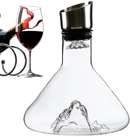 Decanter per vino rosso, in di, 1500 ml, 18,5 x 22 cm, caraffa per vino con dispenser integrato, aeratore, filtro in acciaio, per migliorare l'ossidazione a casa, bar, regalo per