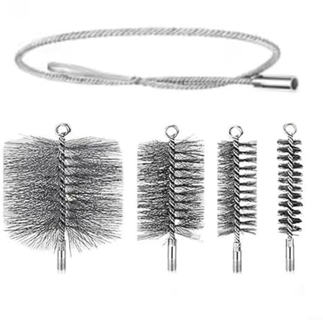 Momfin Stainless Steel Chimney Cleaning Brush Kit For Thorough Soot And Debris Removal,Chimney Pipe Cleaner Brushes Tool,Round Flue Brushes