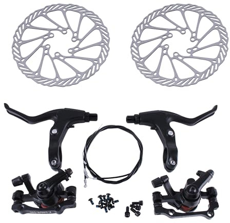SUKITMISO Mechanische Fahrrad Scheibenbremse Set Vorne + Hinten, 160mm Bremsscheibe, Bremssattel 51mm, Bremsgriffe Komplettset für MTB Rennrad BMX