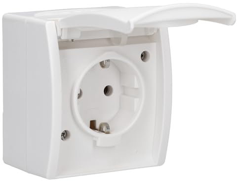 Busch-Jaeger 20 EW-54 SCHUKO® Steckdose mit Klappdeckel (Thermoplast) Alpinweiß ocean® (IP 44) 2CKA002083A0834