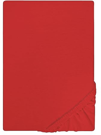 Jersey-Stretch Spannbetttuch, 100% Baumwolle, Rundumgummizug, atmungsktiv, 1x 180x200 cm - 200x200 cm, rot, Modell 0077113, Traumhaft schlafen - Castell - Markenbettwäsche