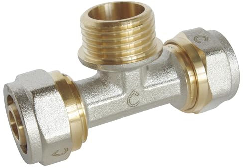 SOMATHERM FOR YOU - 3775-16-15S - tee di compressione per il tubo multistrato Ø16 - Maschio 15/21 (1/2 '') al centro: Ø 16 - M15 / 21 - Ø16