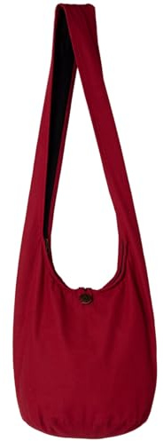 PANASIAM Schulterbeutel Damen & Herren, große & leichte Baumwolltasche, Umhängetasche mit Reißverschluss, Unisex Schultertasche, große Tasche, bordeaux