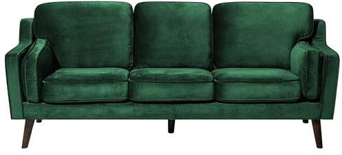Beliani Modernes Sofa aus Samtstoff in Grün Couch 3-Sitzer Lokka