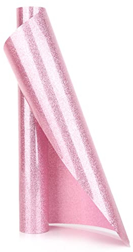 YURROAD Glitter HTV Vinyl Iron On 40 X 12 Pink Heat Transfer Glitter Vinyl DIY Patterns Iron On Fabrics T-Shirts Bag - Pink Glitter HTV