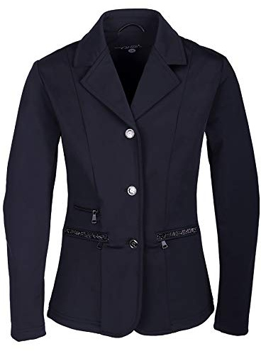 QHP Turniersakko Juliet Kinder | Schicker Look | Angenehmes Reitgefühl | Wasserabweisend | Elegant & stylisch | Pflegeleicht (164, Schwarz)