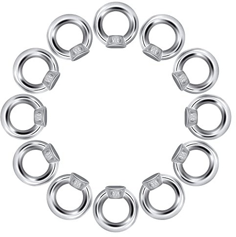 QIMEI-SHOP Dado di Sollevamento M6 Dado a Occhiello Dadi ad Anello in Acciaio Inossidabile 304 per Accessori di Sollevamento e Connessione 12 Pezzi