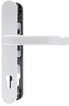 ABUS Türbeschlag SRG92N W - Drückergarnitur für Haustüren - mit beidseitiger Türklinke - für Türen mit schmalen Rahmen - Weiß