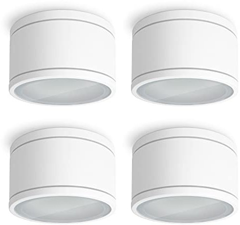 SSC-LUXon 4 Stück CELI-WX Aufbauspot flach IP44 Bad & Außen Fassung für 1x GX53 - Aufbaustrahler weiß rund (ohne Leuchtmittel)