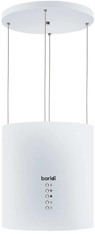 Baridi Island Cooker Hood, Pendant Style, Ø35cm, 3 Speed, LED Lights, Energy Class A, 530m³/h Airflow, White - DH221