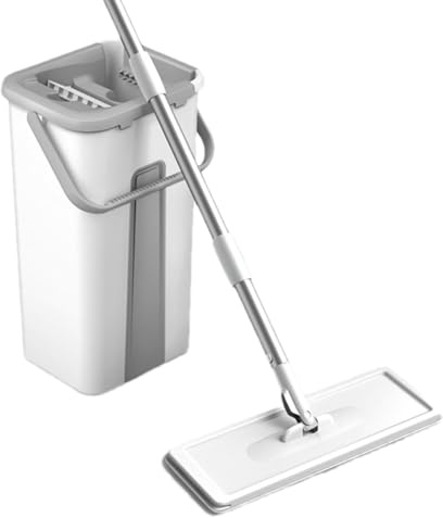 Serpillère plate et seau, utilisation humide et sèche en microfibre – Seau avec essoreur pour bois dur