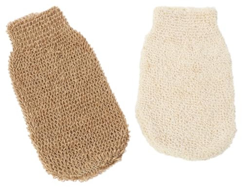 XUZOPIM 2 Pezzi Jute Exfoliating Glove Natural Body Scrub Vegetable Hair Glove Bath Glove Guanto Esfoliante Corpo Suitable For All Skin Types Spa Body Massage Intense Exfoliation