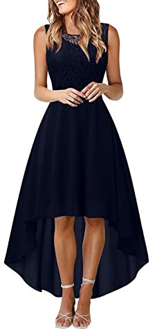 Generisch Damen Vokuhila Cocktailkleid Abendkleider Elegant für Hochzeit Festliche Kleider Ärmellos Brautjungfernkleid