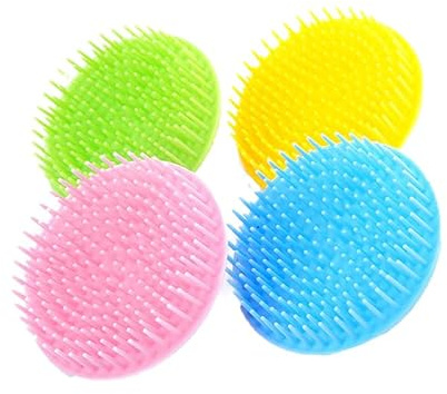 MAGICLULU 4 Pack Shampoo Brush Scalp Brush Hair Washing Massage Comb for Shower Use Soft Flexible Scalp Scrubber Ergonomic Handle for Home Barber Shop