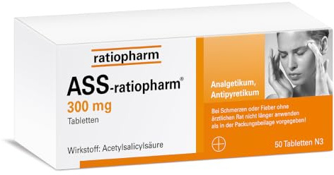 ASS-ratiopharm® 300 mg Tabletten: Bewährt gegen Schmerzen und Fieber, 50 Tabletten