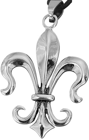 Kiss of Leather Großer Fleur-de-Lis Anhänger aus Edelstahl mit Baumwollband Ed. 152