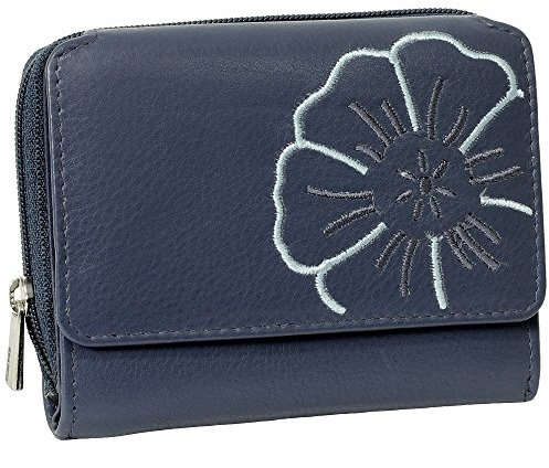 Ledershop24 Branco Leder Geldbörse Portemonnaie Damenbörse Damen Geldbeutel Blau