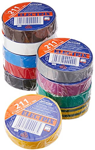 Adam Hall Accessories 580813 RNB 10 - Nastro isolante 0,13 mm x 15 mm x 10 m kit di 10 colori