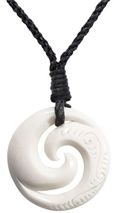 81stgeneration Doppelte Koru-knochenkette für Herren mit Gravuren | Handgeschnitzter Knochenanhänger | Accessoire im Maori-Stil | Runde Spiral-Surfer-halsketten | Hawaiikette für Damen