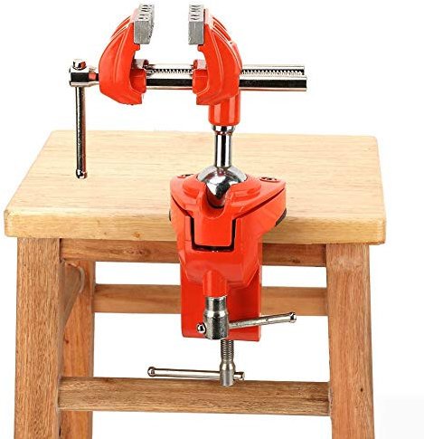 Mini Schraubstock 360° Schwenkbar, Backenbreite 70mm, Tischschraubstock mit Großen Härte, Rutschfest Gummi Scheibe für Fixieren von Werkstücken im Holzbearbeitung Schweißen Gebrauch