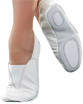 Zapatilla de piel para gimnasia artística, rítmica, yoga, pilates, karate, 34, color blanco