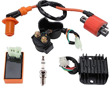 WOOSTAR Racing CDI AC 6 Pines Bobinas de Encendido 12V Solenoid D8TC Bujías Kit Reemplazo para CG 125cc 150cc 250cc Motor Vertical China ATV 4 Wheeler Quad Go Kart