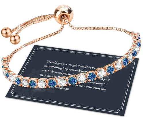 J.Fée Glitzer 5A Zirkonia Tennis Armband Damen Silber Tennisarmband Armbänder Damen Kristall Armband Geschenk für Weihnachten Muttertag Geburtstag Jahrestag mit Box, Silber Gold Rosegold