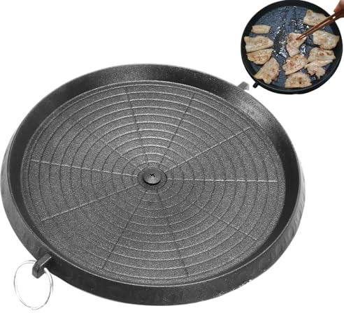 HERCHR Sartén para barbacoa de estilo coreano, placa para parrilla con superficie recubierta de Maifan para estufa, parrilla para interiores y exteriores