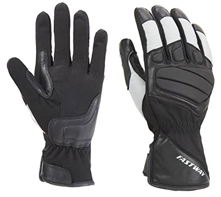FAST WAY Easy II Motorradhandschuhe Sommer, Geprüfte Motorrad Handschuhe Herr & Frau, Hoch Abriebfest, Komfortabler Knöchelprotektor, Gepolsterter Handballen, Schwarz/Hellgrau, S