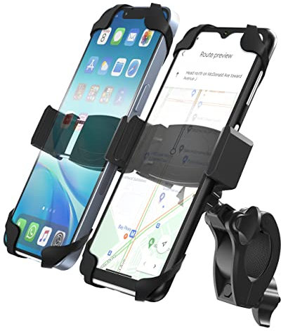 ENCASED Dual Bike Phone Mount, Adjustable Phone Holder for 2 Cellphones, Universal fit for Bicycle/Motorcycle/Electric Bike for iPhone and Android Phones