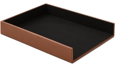 Eglooh Minerva Dokumentenablage Schreibtisch aus Regeneriertem Leder und Mikrofaser – Elegante Briefablage A4 Organizer – Büro Zubehör Made in Italy