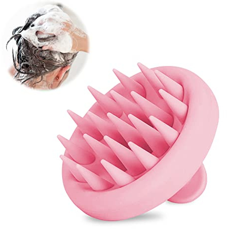Fousenuk Kopfhaut Massagebürste Rosa, Scalp Massager Silikon Kopfmassage Bürste für Peeling und Stimulieren das Haarwachstum, Shampoo Bürste Reduziert Schuppen für Nass Trocken Haar