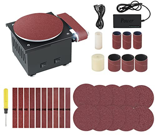 Mini levigatrice a nastro e dischi, rullo abrasivo, affilacoltelli elettrici, 7 velocità variabili, 10 mole/nastri, levigatrice da tavolo fai da te, levigatrice per legno