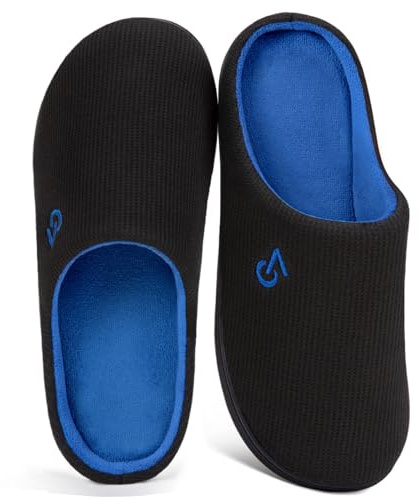 VeraCosy Chaussons bicolores en mousse à mémoire de forme pour homme Noir Saphir Bleu, 42-43 EU