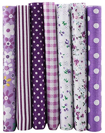 Quilt-Packungen, Furoshiki-Wickeltuch, 45 Cm, Baumwolle, 7 Stück, 50 X 50 Cm, Baumwollstoff, DIY-Sortiment, Vorgeschnittenes Bettwäsche-Set, Viertelbündel (rot) (Lila)