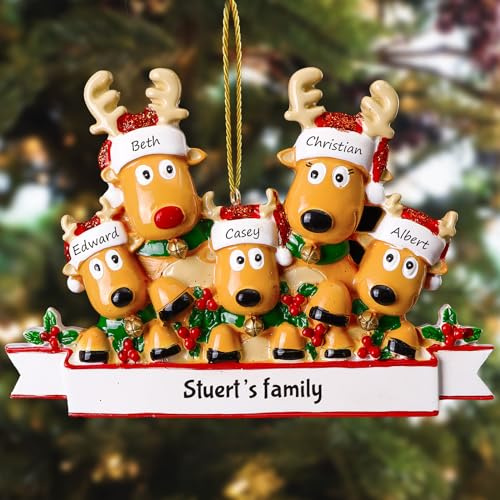 witfox Personalisierte Weihnachtsanhänger mit 2/3/4/5/6/7/8 Familiennamen - 2025 Kunstharz-Weihnachtsbaumschmuck Personalisierte Weihnachtskugeln Familie, Partner und Freunde5
